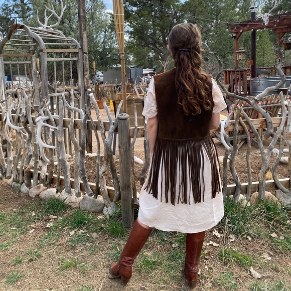 Vintage Suede Leather Fringe Vest - Picture 2 of 4